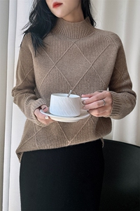 加厚半高领羊毛衫女100 羊毛打底衫秋冬慵懒风宽松韩版毛衣图片