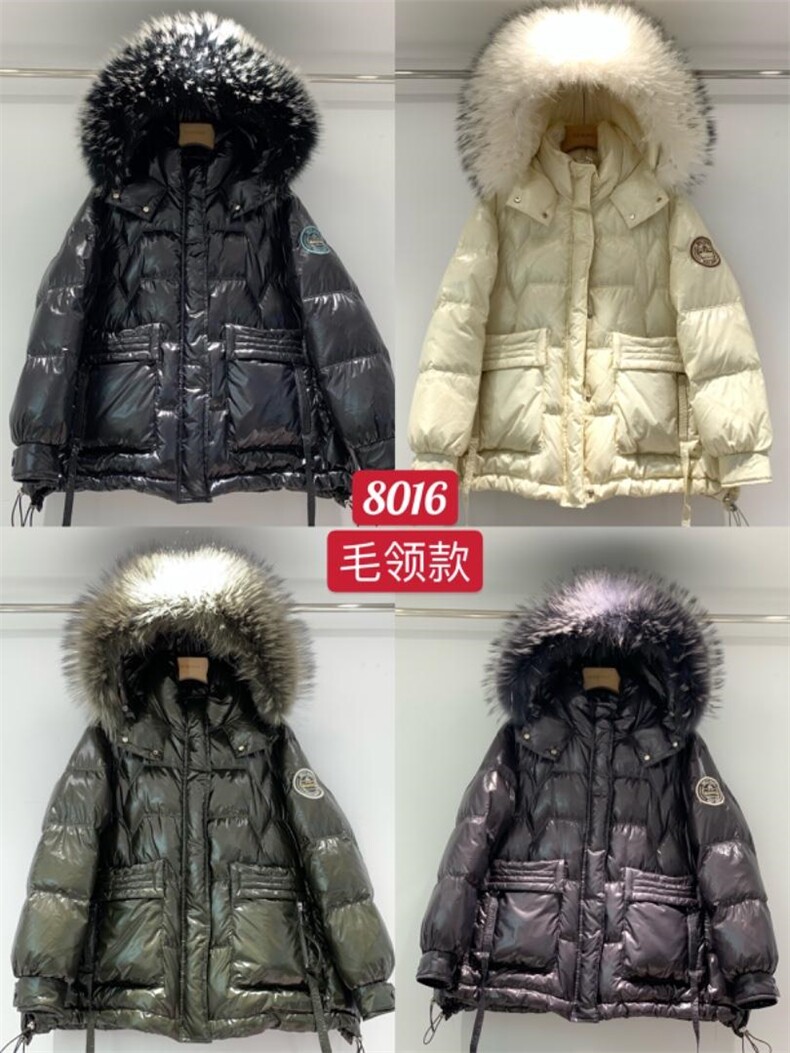 大毛领羽绒服，女装羽绒服，百妹仟红