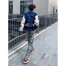2025春秋新款棒球服美式复古字母印花vibe潮流棒球服夹克外套男女，男装夹克，星座506A