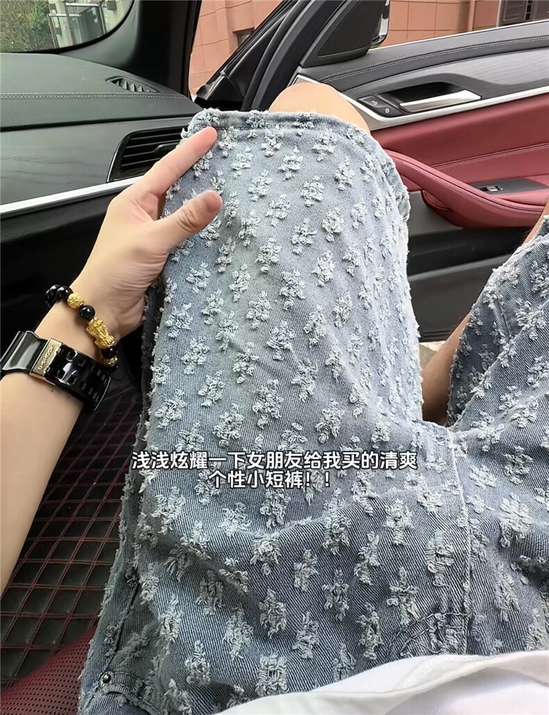大货美式复古提花牛仔短裤气质慵懒牛仔裤WF01P40,男装牛仔裤,电商D256-1(原A064-1)