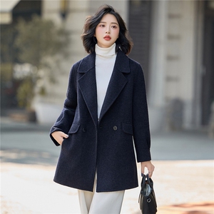 2025年冬季新款时尚休闲双面绵羊毛西装外套女图片