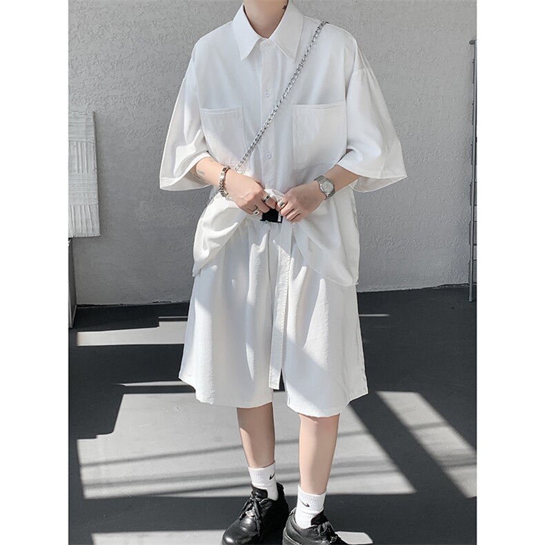 现货TZ25113-P52特控88大码夏季冰感顺滑纯色套装,男装休闲套装,电商D232