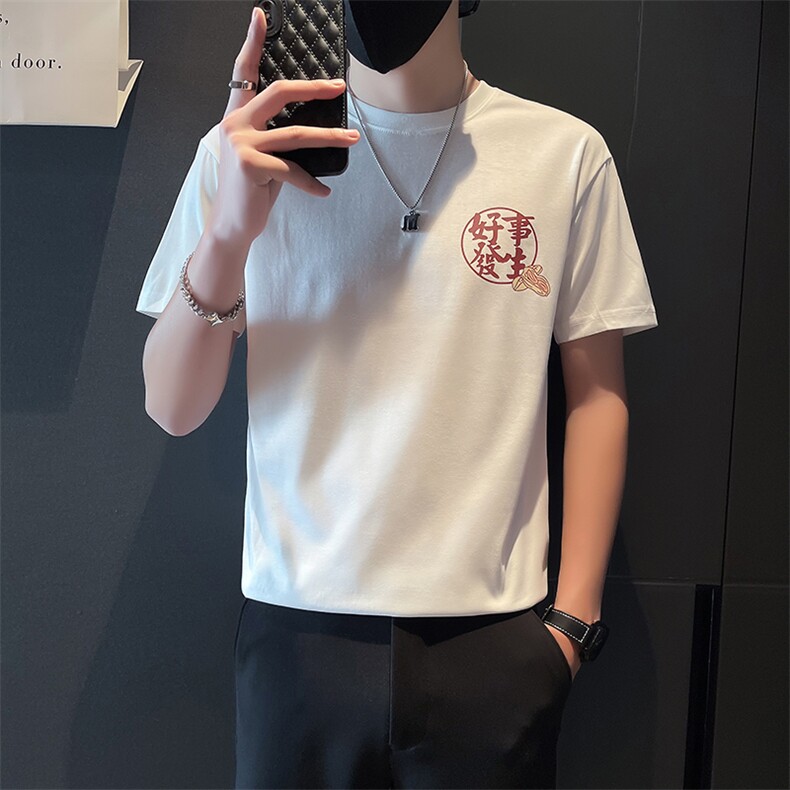 TX28-P38夏季T恤男短袖半截袖新款男装上衣痞青年半袖-黑1控58,男装T恤,电商D327