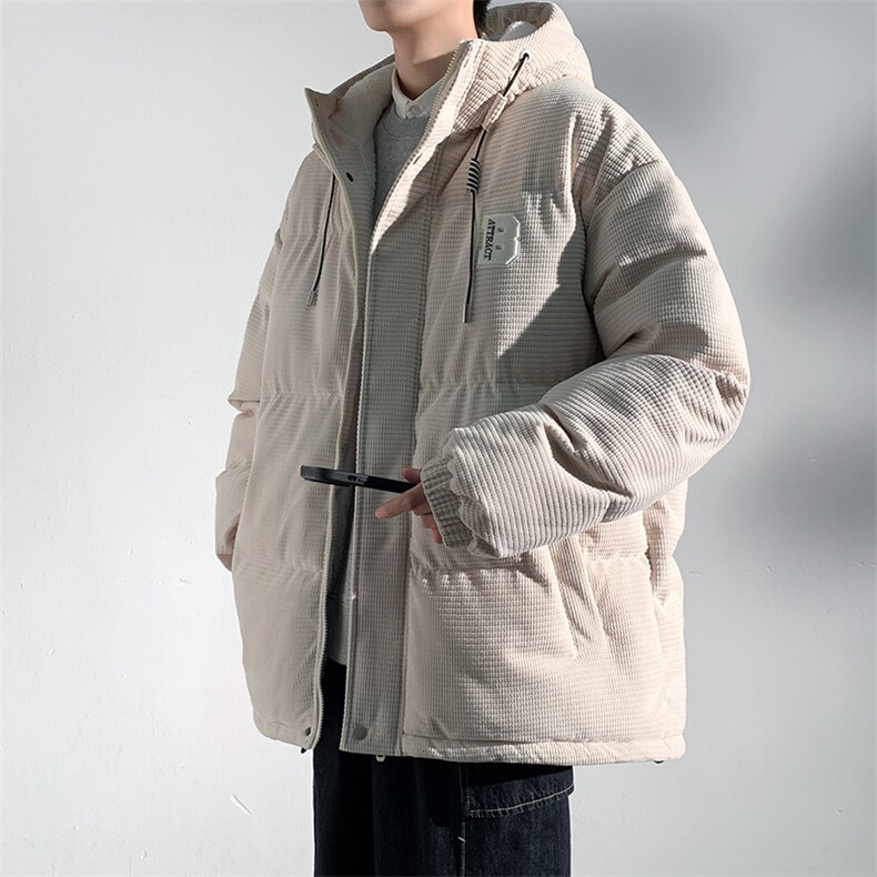 冬季青少年灯芯绒连帽棉衣潮牌羊羔毛加绒加厚棉服外套5305-P85,男装棉衣,电商B306