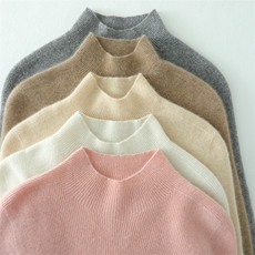 无缝一线成衣100山羊绒圆领纯色针织打底衫时尚百搭上衣经典，女装羊绒衫，轩妮羊绒