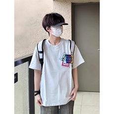 万针全刺绣工艺抖音得物高品质260克重磅纯棉双纱美式高街短袖T恤，男装T恤，电商A486