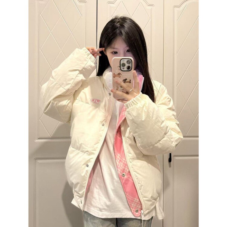 复古撞色两面可穿立领外套面包服女冬季新款ins百搭宽松学生棉服,男装棉衣,星座218-8