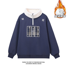 2024冬季新款港风白底大码绣花加绒卫衣M-5XHW24953-P60，男装卫衣，电商A022