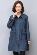 牛仔外套女春秋款2024年早秋新款大码洋气中长款中年妈妈风衣上衣，女装连衣裙，希欧阁