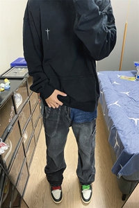 B221 美式ins高街暗黑小众个性拼接直筒牛仔裤 LK23141-P65 控88图片