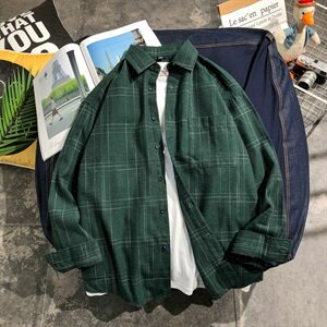 新品个性男士格子衬衣港风时尚潮流上衣DS496T图片
