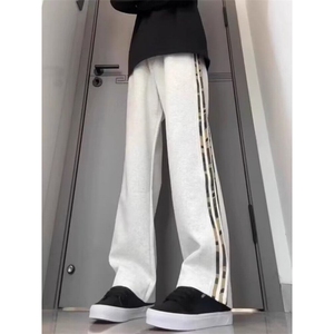 美式复古设计感迷彩三条杠裤子男运动卫裤迷彩条纹裤子WLK822-P42图片