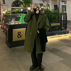 潮流美式毛呢大衣男中长款呢子风衣英伦雅痞男装外套MN9571/P100，男装毛呢大衣，电商B316