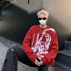 套头毛衣女潮牌宽松百搭情侣慵懒风针织衫上衣MY05663-P55，男装针织衫/毛衣，星座308B-2