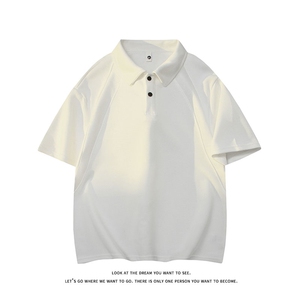 日系拼接polo衫短袖T恤男士夏季宽松潮牌五分袖T3641-特价P25图片