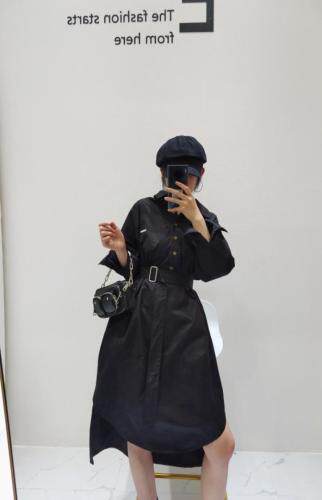 秋季中长款衬衣裙，其它，E·呀