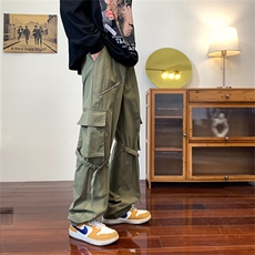 工装裤男春秋潮牌直脚韩版潮流春秋机能宽松男女休闲裤K07103-P40，男装休闲裤，星座308B-1