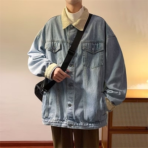 美式复古牛仔外套男女春秋季潮牌水洗做旧牛仔工装夹克JK8681-P68图片
