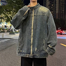 美式潮牌2025春季新款高街牛仔外套男女百搭宽松帅夹克W6270-P77，男装夹克，星座412-2