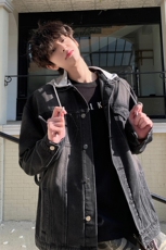 2026春款可拆卸帽子设计牛仔外套日系风格潮流百搭上衣HY707TP70，男装工装外套，电商A102B