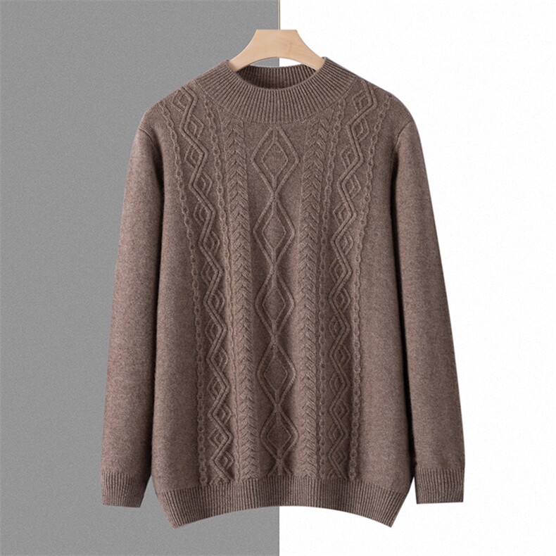 秋冬季新款男士舒适时尚休闲圆领套头35%羊绒衫，男装羊绒套衫，宏杨羊绒