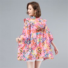 2022夏季新款时尚宽松连帽印花防晒衣薄外套，女装防晒衣，依倍林