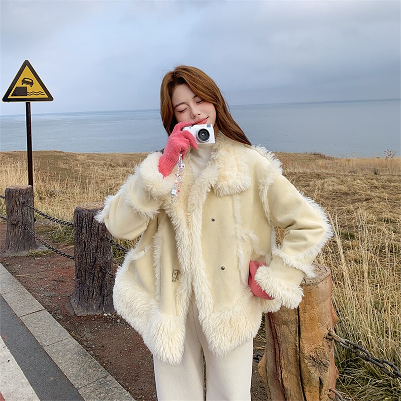 设计感皮毛一体毛毛保暖外套2C285-2621-P205-K308,女装短外套,2C285