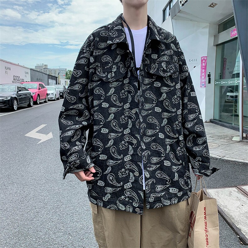 港风潮牛仔外套男士宽松潮牌潮韩版嘻哈情侣工装夹克 W1104-P60图片