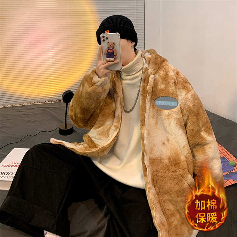 网红羊羔毛连帽棉衣外套男Z21AW159-P155限198图片