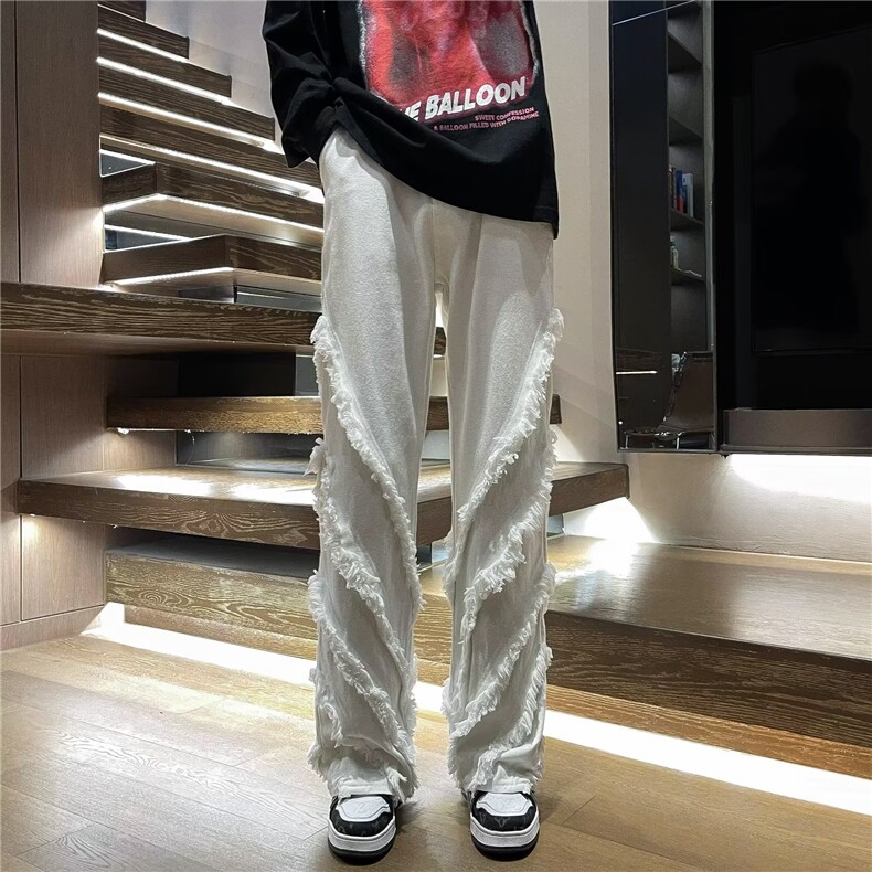 风格暗黑毛须喇叭牛仔裤男潮牌弹力裤子1216-P55,男装牛仔裤,星座910-5