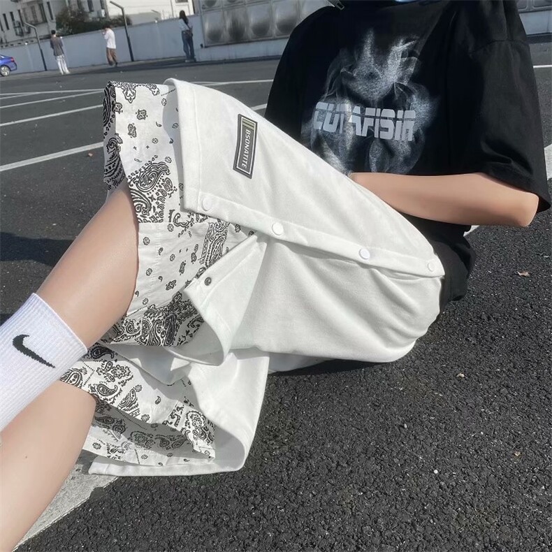 排扣裤篮球短裤男夏季外穿薄款裤子欧美复古高街五分裤DK522-P28，男装休闲裤，星座1008