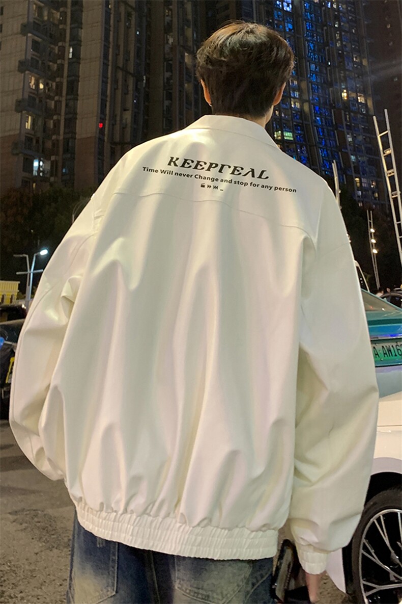 特批港风夜景时尚翻领皮夹克F8453P85控138,男装夹克,电商A247