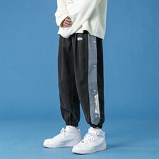 蓝底2023秋冬新款撞色拼接宽松束脚运动休闲潮牌裤子2108-P45控69，男装休闲裤，星座914-3