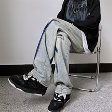 美式牛仔裤男春秋新款休闲直筒裤破洞补丁牛仔裤N239P43，男装牛仔裤，星座1116-2