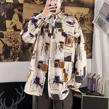 长袖衬衫男港风日系外套C2211P28图片