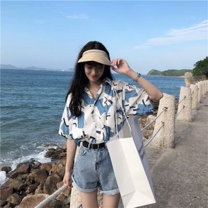 DA831-P38春夏度假夏威夷花衬衫男女设计感短袖衬衣-网图现货图片