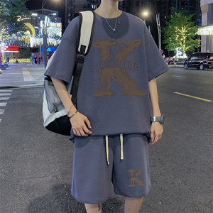 ！2025夏季新款男士华夫格短袖套装学生运动一套HTZ125P50图片