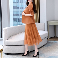 西装套装裙女春秋2025秋季新款女装流行时髦洋气减龄连衣裙两件套，女装套装/套裙，火爆靓佳人