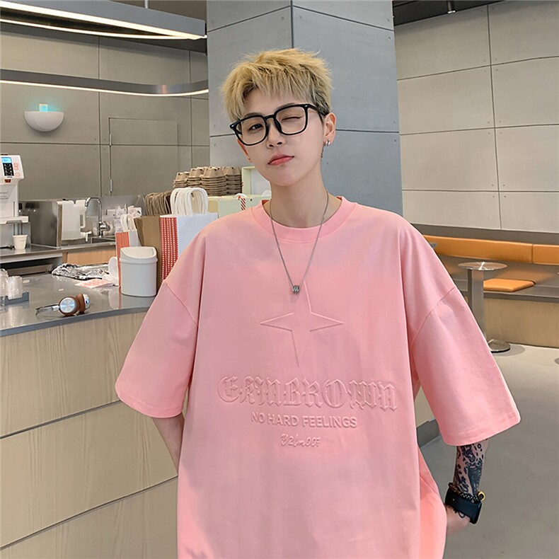 港风钢印多色大码短袖T恤男DT77781P28块特价控55：供抖音视频,男装T恤,星座227-7