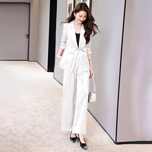 高级感职业套装女2024年夏季新款时尚气质女神范西装阔腿裤两件套图片