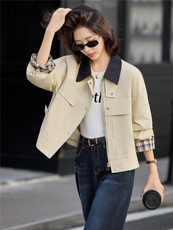 2025秋装新款风衣外套女韩版拼接设计轻奢减龄百搭短款女式外套，女装短外套，铭街依杨