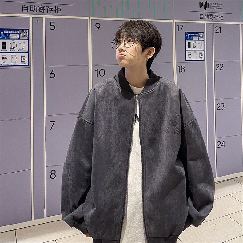 美式高街麂皮绒夹棉加厚棒球服棉衣XZ609-WT2325加棉-P80-控138,男装棉衣,星座609