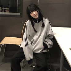 抖音得物高品质美式高街重磅结构设计拼接织带立领卫衣外套CM42，女装短外套，电商A486-1