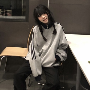 抖音得物高品质 美式高街重磅结构设计拼接织带立领卫衣外套 CM42图片