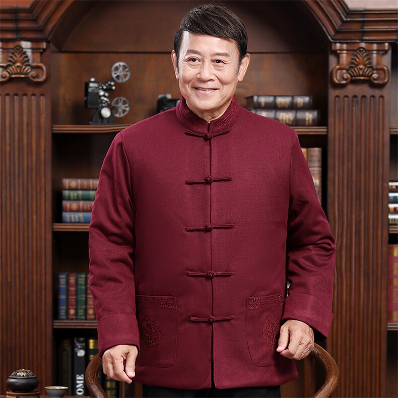 高品质中老年爷爷奶奶装风唐装棉服盘扣棉袄外套加棉复古棉衣,男装民族服装,钱塘723