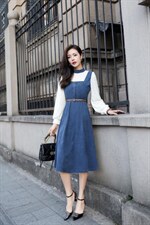 【现货】新款拼接灯芯绒连衣裙，女装连衣裙，萱萱家