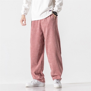 复古灯芯绒休闲裤男韩版潮流ins宽松直筒裤春秋阔腿长裤子K20/P55图片