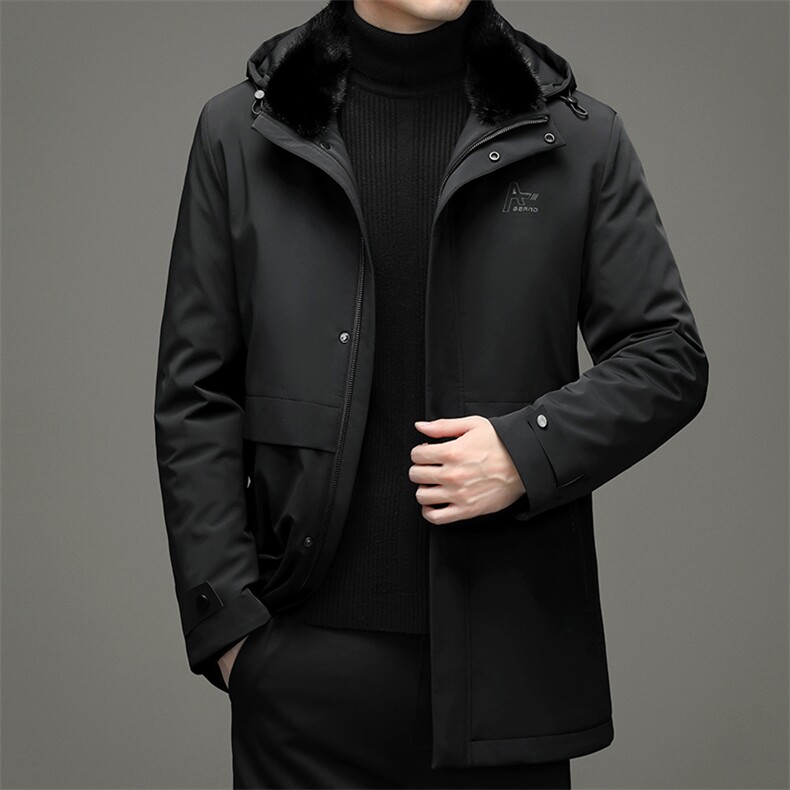 冬季新款派克服中年男士金貂绒大衣男连帽外套SNNYR88J21959-P420,男装中老年男装,电商B212（原钱塘6029）
