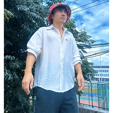 TS1慵懒风学院男士休闲长袖棉麻衬衫风透气凉爽高质量舒适潮，男装衬衫，星座115A-2