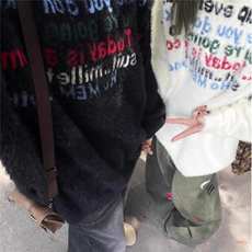 美式字母马海毛毛衣男秋冬款慵懒风圆领针织衫情侣外套MY121-P43，男装针织衫/毛衣，星座208-5